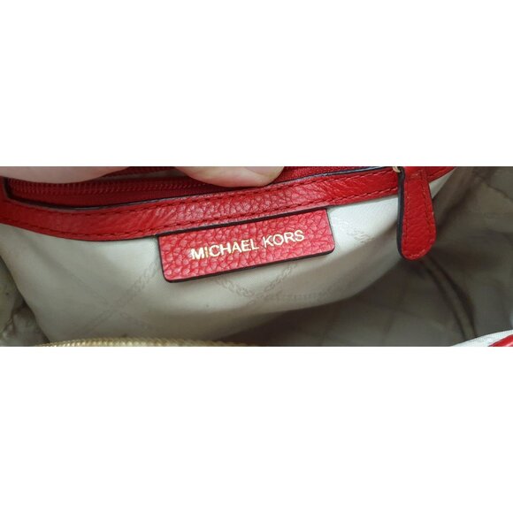 MK Michael Kors Abbey Medium Signature Backpack Red - Picture 9 of 11